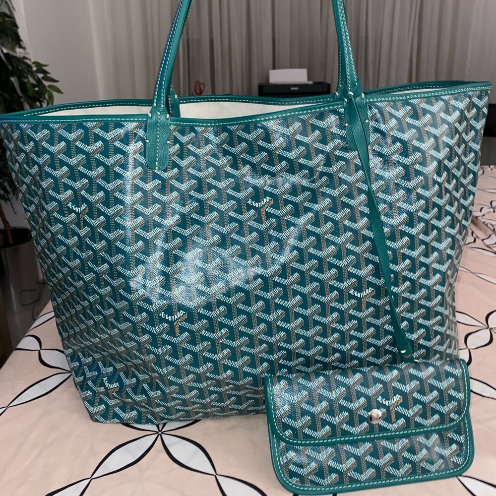 GOYARD "St Louis GM": Green "Goyardine" Tote